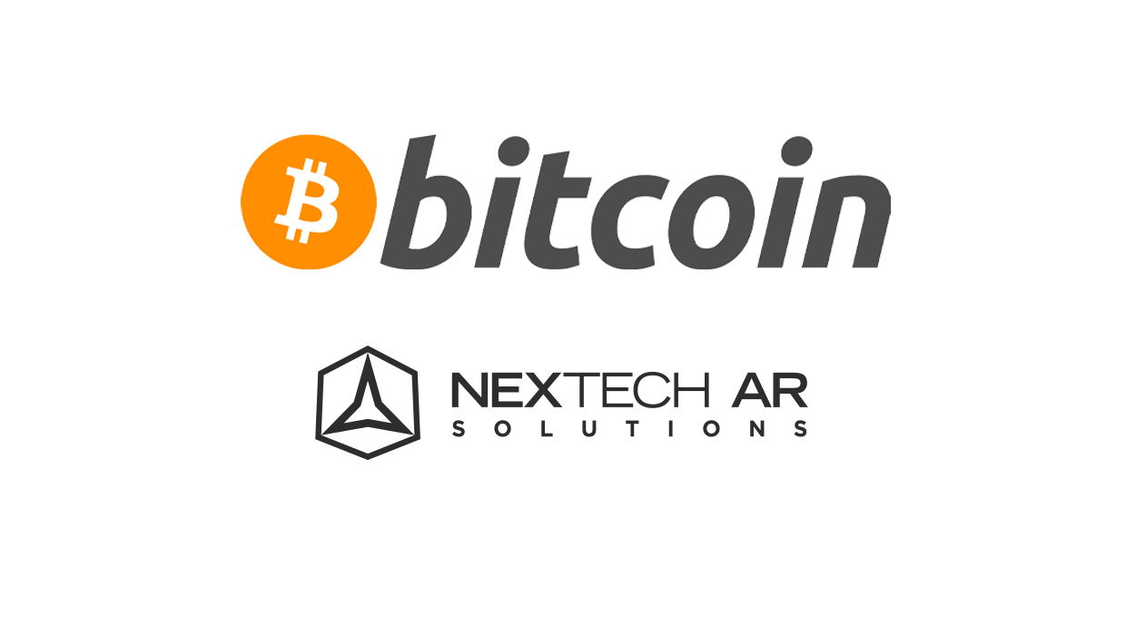 Bitcoin logo with Nextech AR Solutions logo