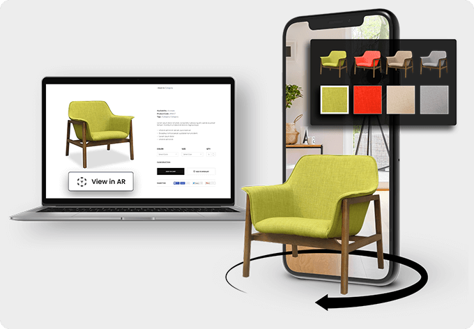 ARitize3D supports all major eCommerce platforms including WooCommerce, Magento, BigCommerce, Salesforce Commerce Cloud, Wix, and more with simple 3D and AR embeds.