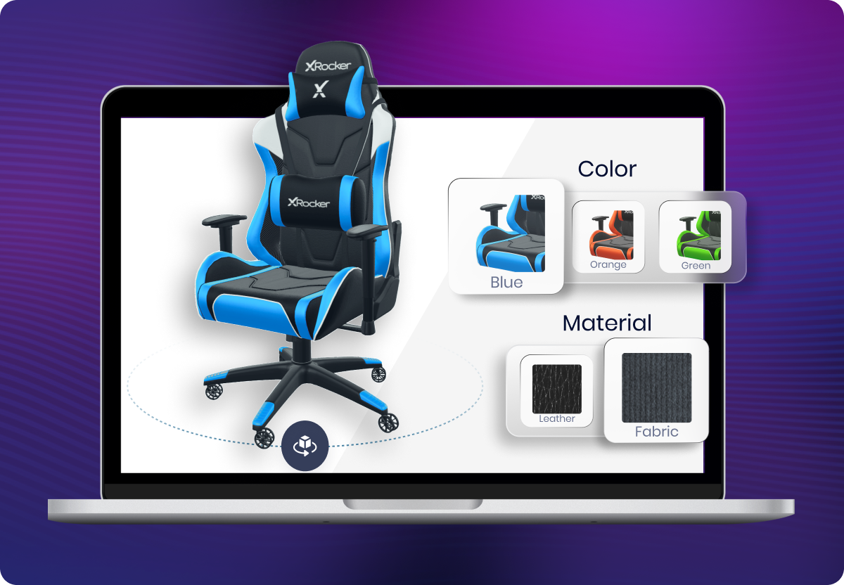 ARitize 3D Configurator being used on a gaming chair